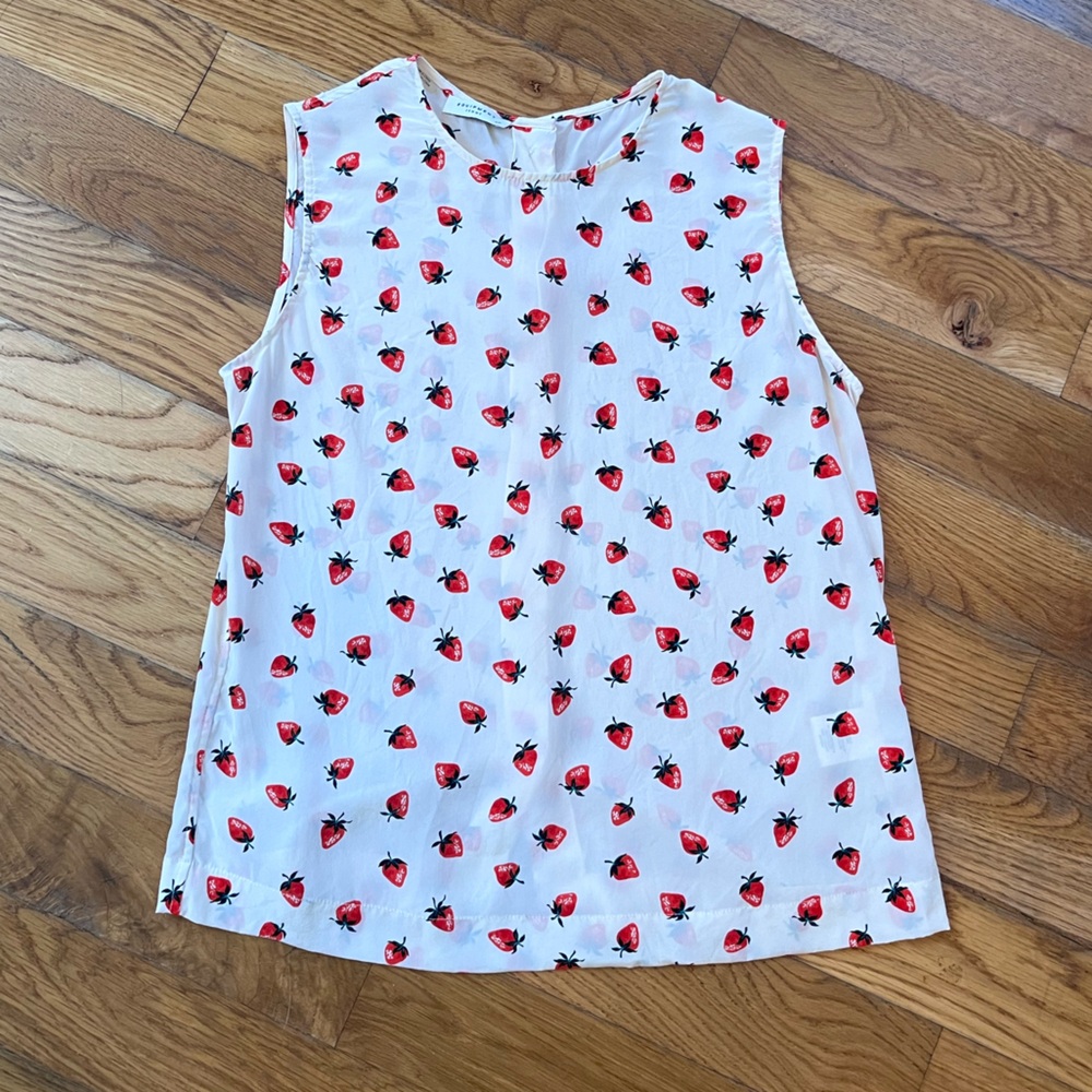 ANTHROPOLOGIE EQUIPMENT STRAWBERRY TANK 100% SILK